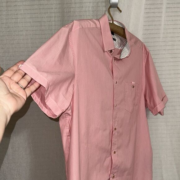 Ted Baker 6/XL Red Sayhi Micro Pin Stripe Short Sleeve Button Shirt - Picture 7 of 16